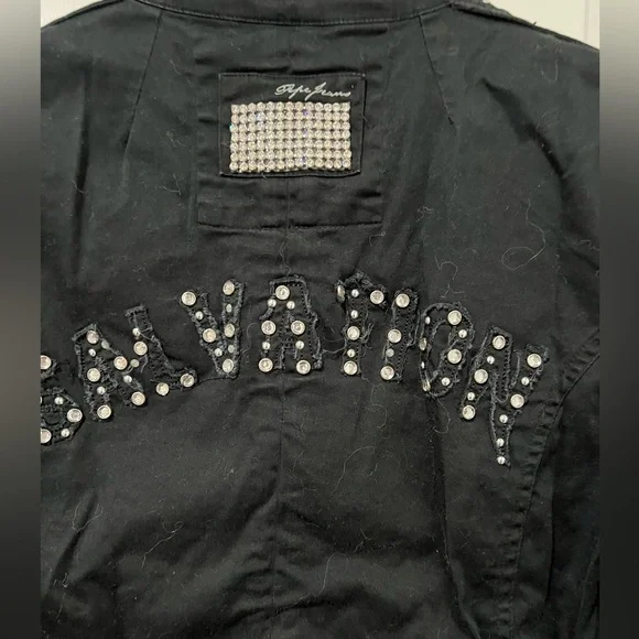 Pepejeans Black Military Style Jacket, size L, runs small - Picture 7 of 7